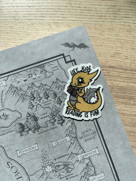 Dragon reading sticker