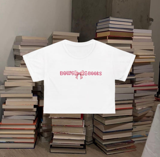 PREORDER CROP Bows and Books shirt
